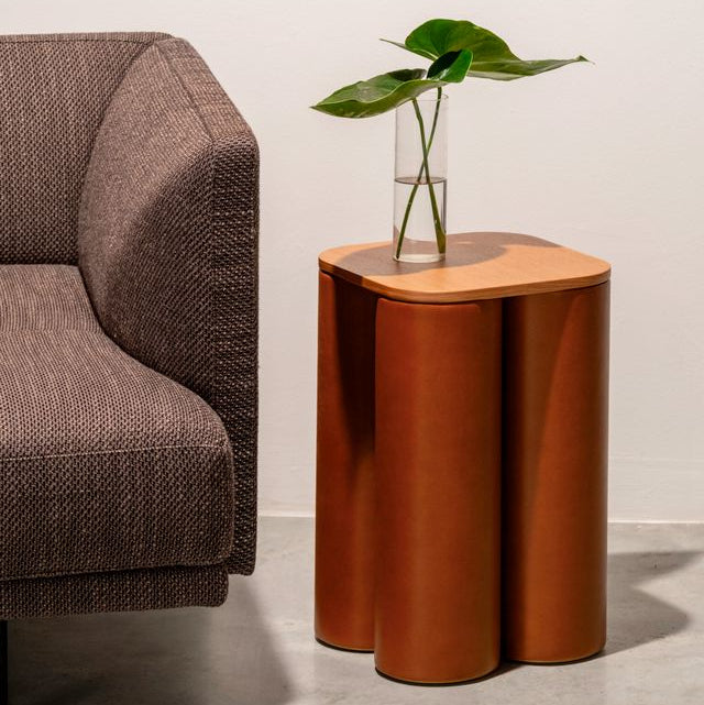 SILOS SMALL SIDE TABLE WOODEN TOP RUST