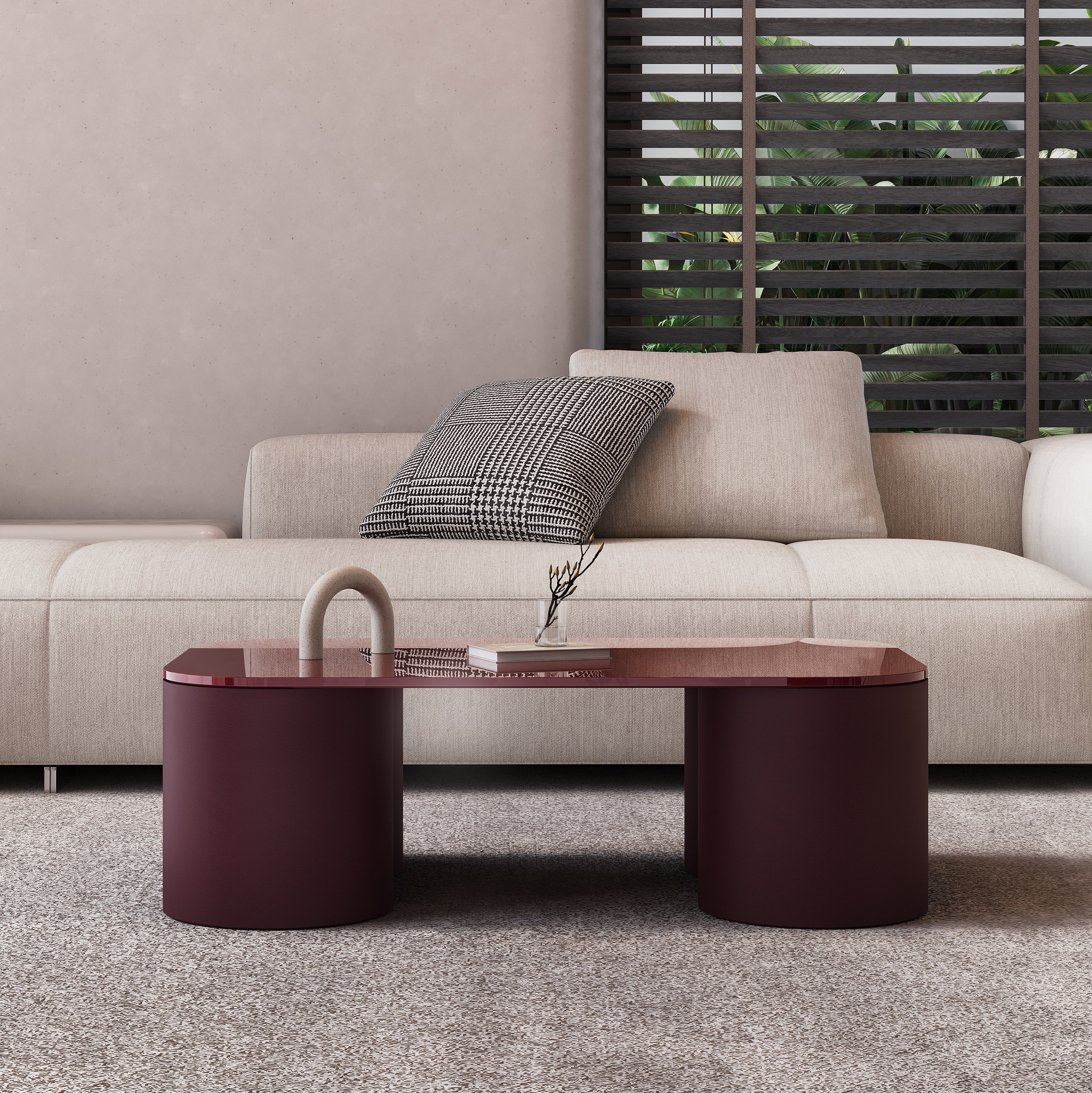SILOS GRAND COFFEE TABLE BURGUNY GLOSSY LAQCUER