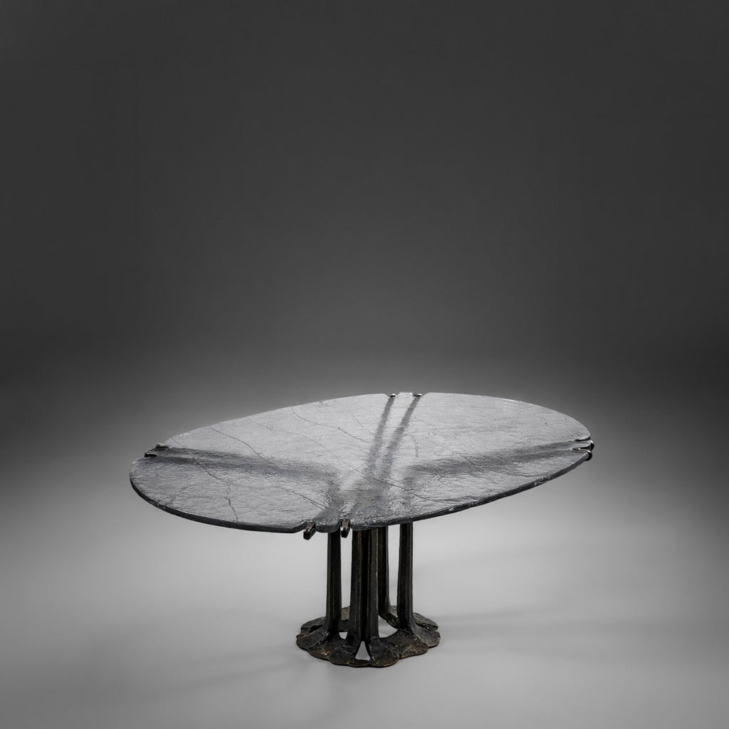 BLISTERED CAST GLASS COFFEE TABLE, LOTHAR KLUTE