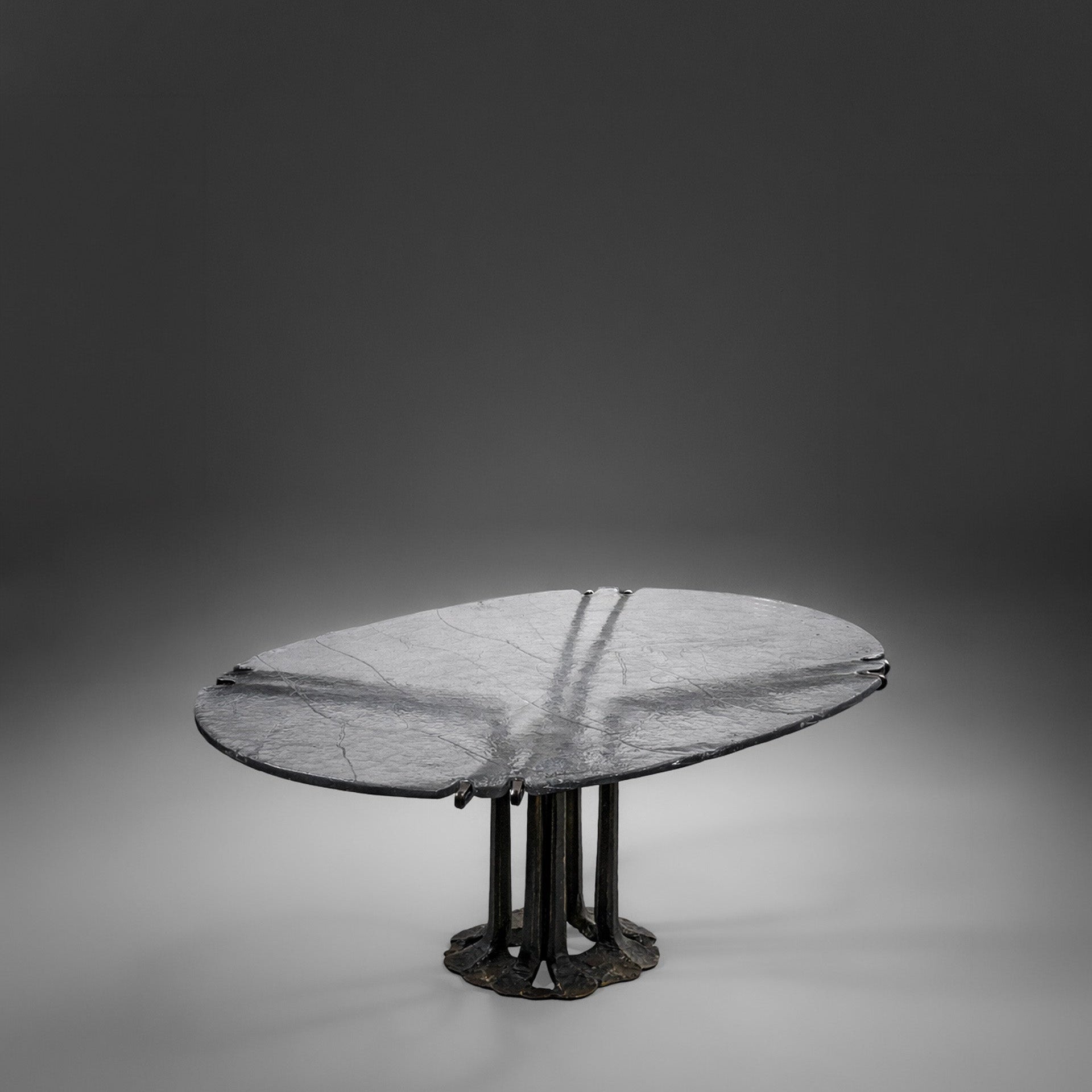 BLISTERED CAST GLASS COFFEE TABLE, LOTHAR KLUTE