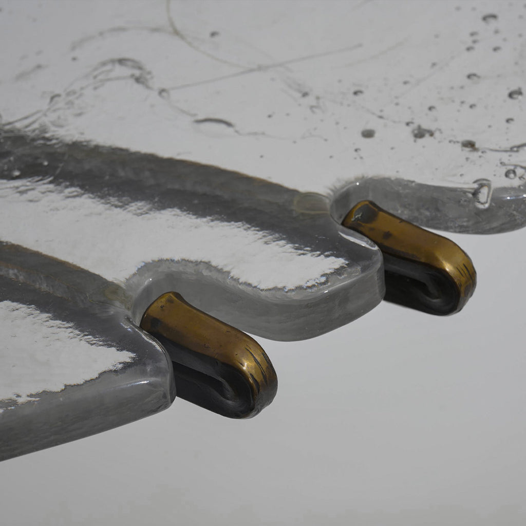BLISTERED CAST GLASS COFFEE TABLE, LOTHAR KLUTE