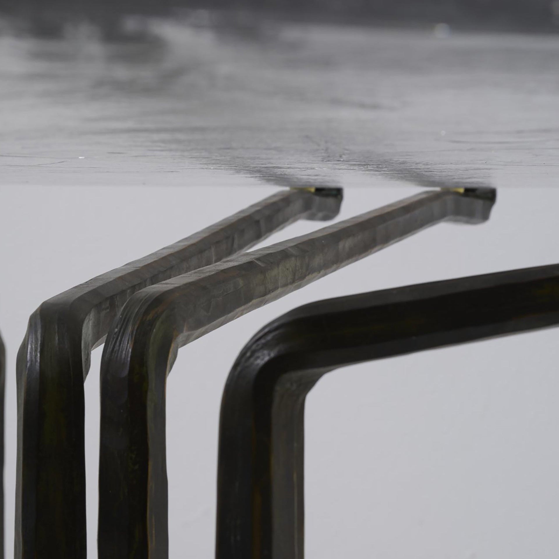 BLISTERED CAST GLASS COFFEE TABLE, LOTHAR KLUTE