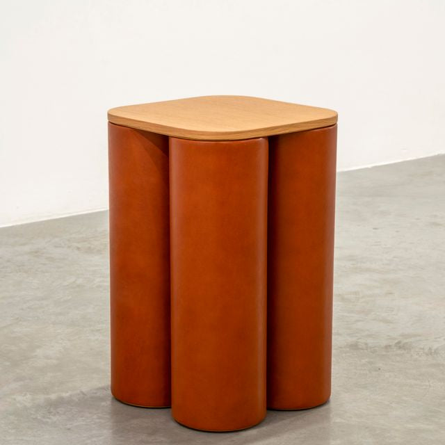 SILOS SMALL SIDE TABLE WOODEN TOP RUST