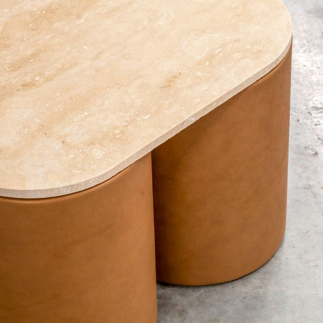 SILOS WOODEN TOP ALMOND MEDIUM COFFEE TABLE