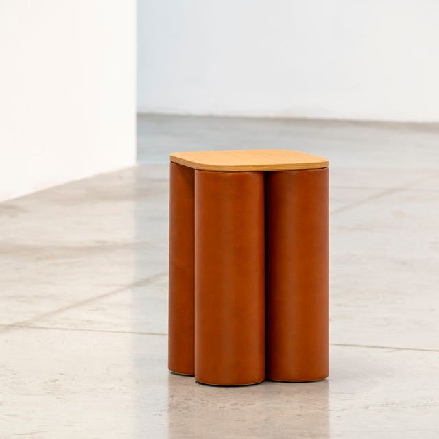 SILOS SMALL SIDE TABLE WOODEN TOP RUST